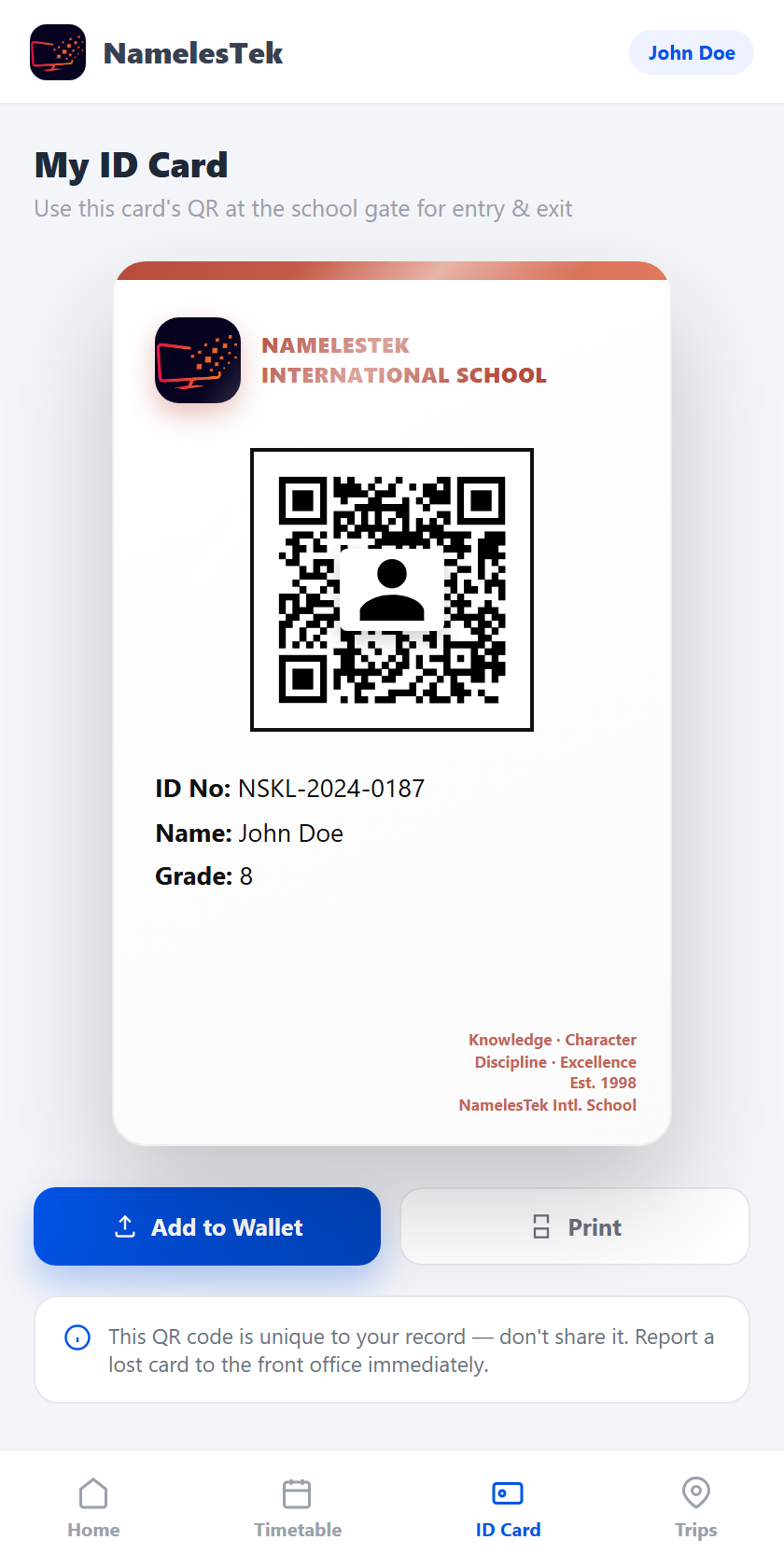 Student ID card
