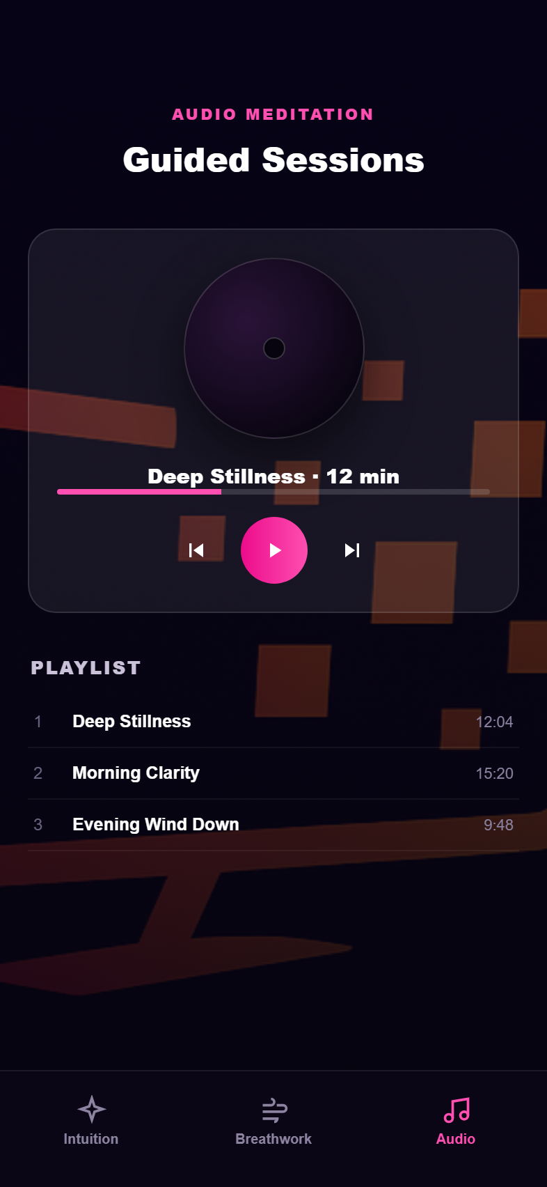 Guided audio meditation sessions